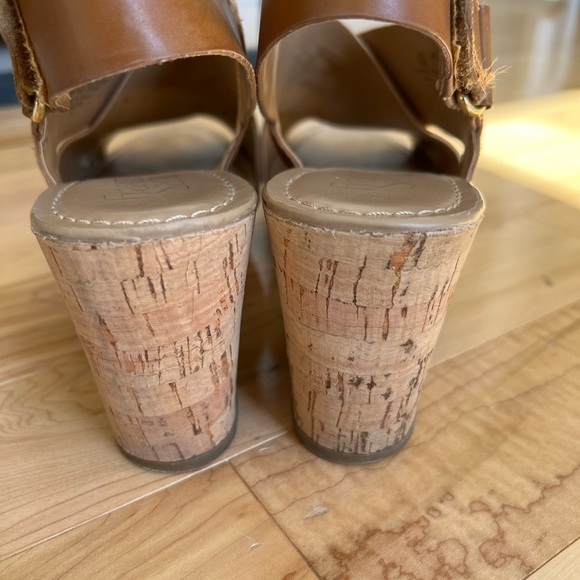 Franco Sarto chestnut brown suede L-Kicks cork platform sandal shoes size 8 - Picture 11 of 15